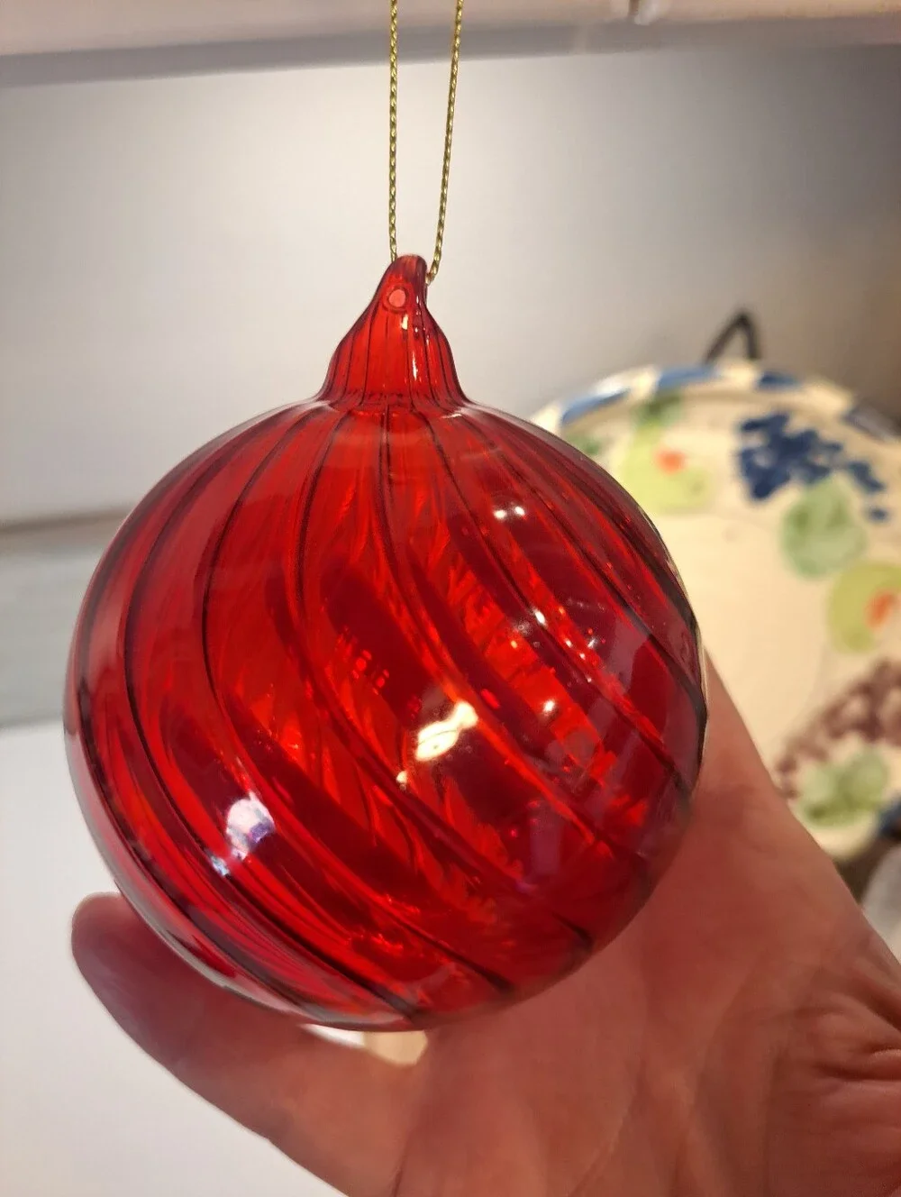 3 Hand Blown Glass Christmas Ball Ornaments Hanging Xmas Tree Decorations NIB